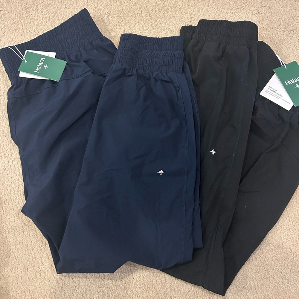 Halara High waisted elastic waistband hiking joggers-NWT-2 pair-black and navy-L